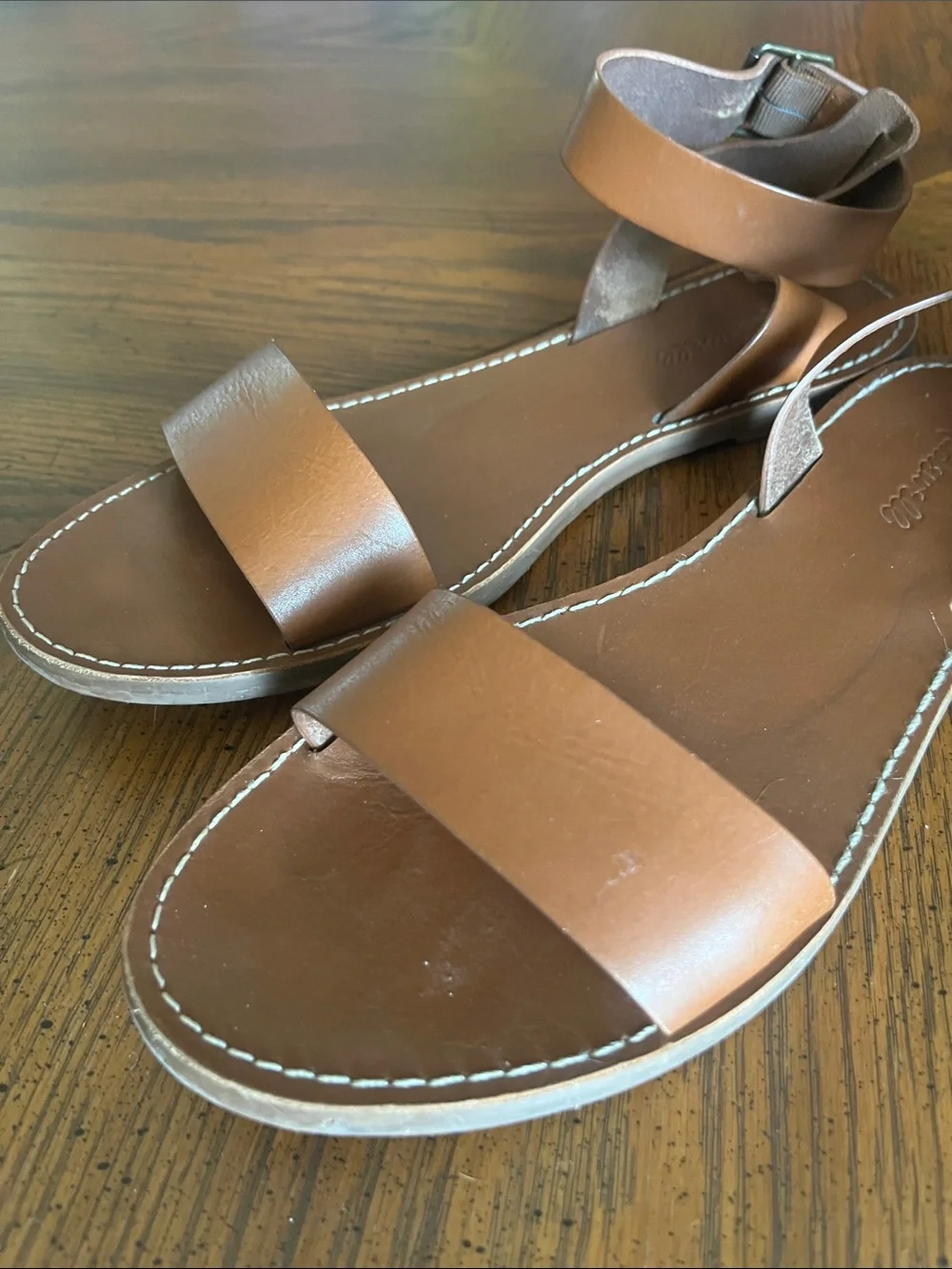Madewell Women's Tan Ankle-Strap Leather Sandals